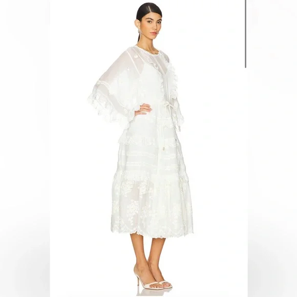 NEW Zimmermann Acacia embroidered midi dress - Picture 2 of 11